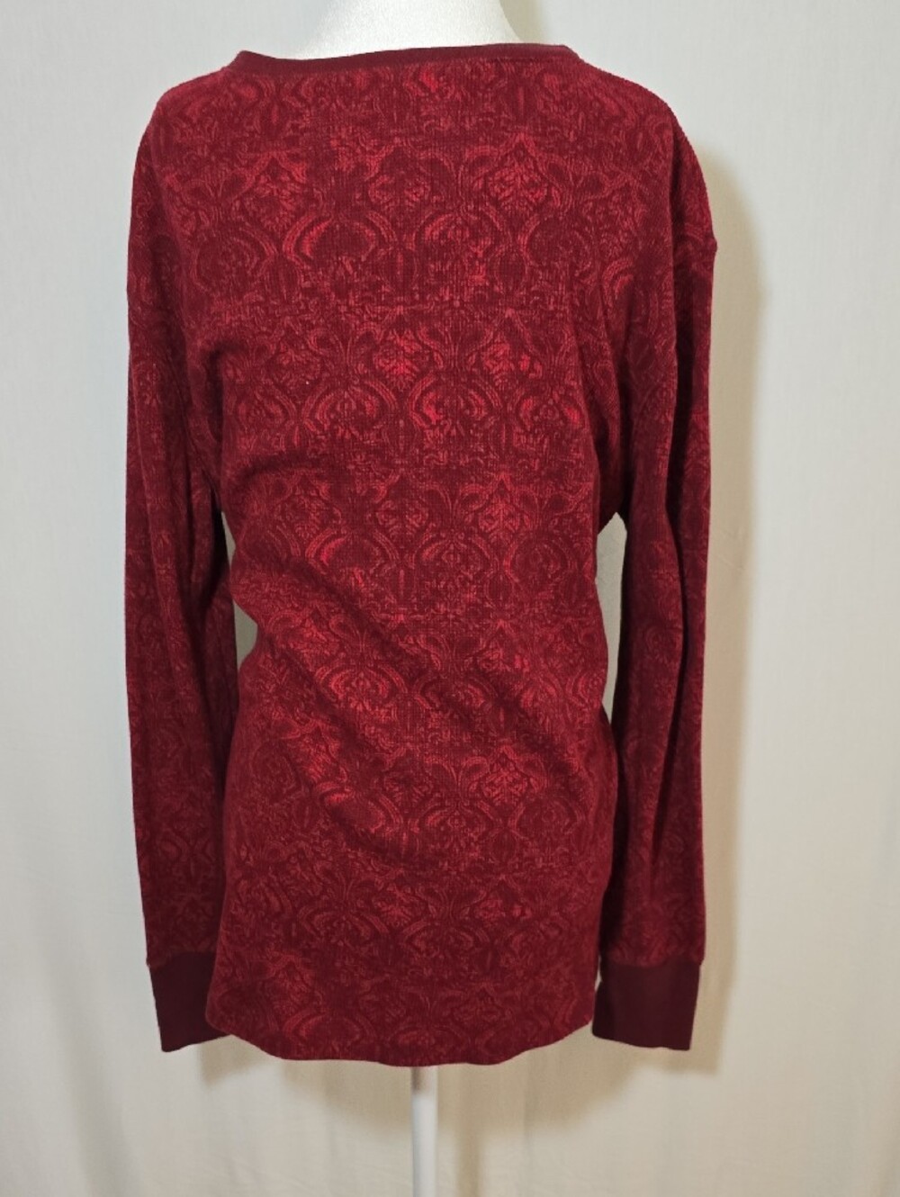Eddie Bauer Deep Red Long-Sleeve Henley Top - Picture 4 of 5